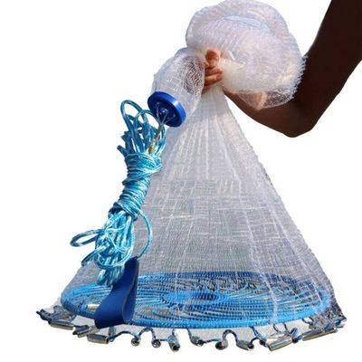 Lawaia Fishing Cast Net, 9FT/2.7m Radius, Monofilament Line Mesh, 3/8", Heavier Duty Sinker, Floating Poly Hand Rope, Saltwater & Freshwater, Ideal for Bait Fishing