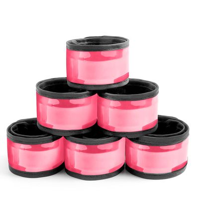 esonstyle 6 PCS Pink LED Light Up Band Slap Bracelets, Night Safety Wrist Band for Cycling Walking Running Concert Camping Outdoor Sports
