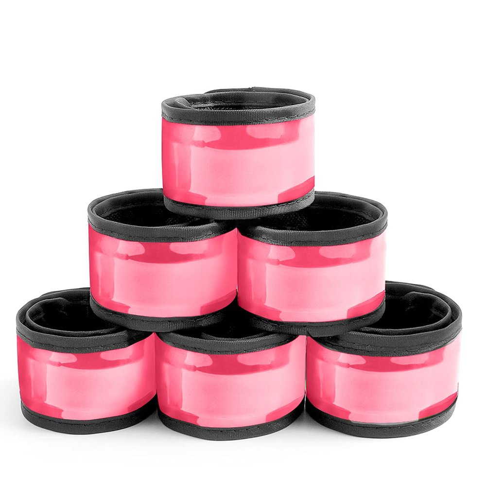 esonstyle 6 PCS Pink LED Light Up Band Slap Bracelets, Night Safety Wrist Band for Cycling Walking Running Concert Camping Outdoor Sports