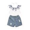 Toddler Kids Baby Girl Summer Short Sets Shirts Top Short Jeans Pants Fashion Clothes (Boho Crop Shirt+Denim Shorts Set,2-3T) view 1