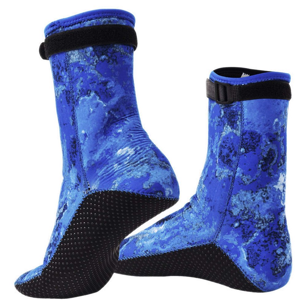 3mm Neoprene Wetsuit Socks Thermal Anti-slip Scuba Diving Socks Fins Socks Water Dive Snorkeling Socks for Men Women Swimming Sailing Kayaking Surfing Water Sports Socks Booties (Blue Camouflage, XL)