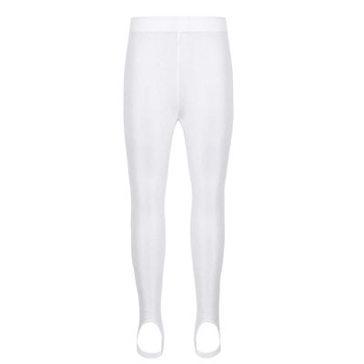 Yeeye Kids Girls Boys Stirrup Pantyhose Athletic Legging Pants Sports Yoga Workout Ballet Dance Tights White 12-14