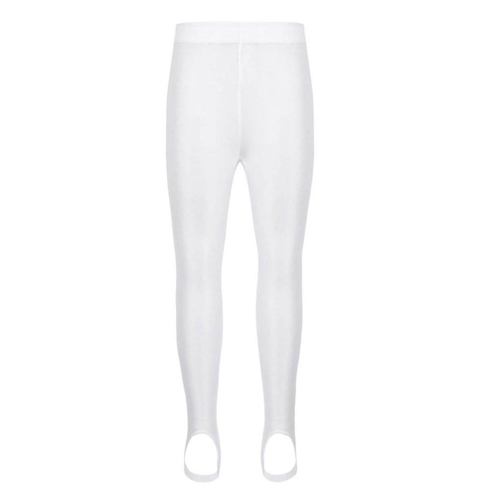 Yeeye Kids Girls Boys Stirrup Pantyhose Athletic Legging Pants Sports Yoga Workout Ballet Dance Tights White 12-14