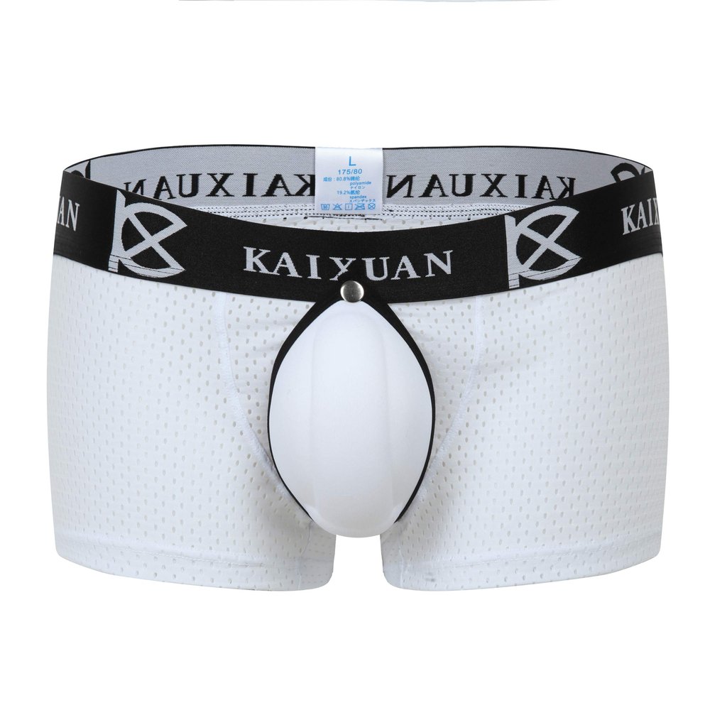 IYUNYI Men's Penis Pouch Front Removable Underpants Padded Boxer (White, x_l)