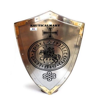 Medieval Knight Crusader Armor Shield with Brass Finished Reenactment