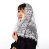 BLESSUME 1pc Women Triangle Pattern Veil Classic Mantilla Soft Lace Chapel Veil (White 3) view 3