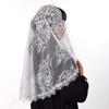 BLESSUME 1pc Women Triangle Pattern Veil Classic Mantilla Soft Lace Chapel Veil (White 3) view 4
