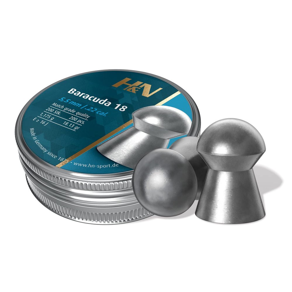 Haendler & Natermann H&N Baracuda 18.22 Cal, 18.13 Grains, Round Nose, 200ct, Silver