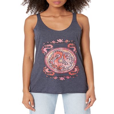 Disney Junior's Princess Mushu Stained Glass Tri-Blend Racerback Layering Tank, Navy Blue Heather, X-Small