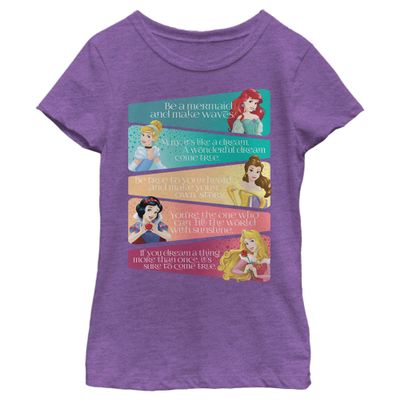 Disney Princess Princess Adjectives Girl's Heather Crew Tee Purple Berry