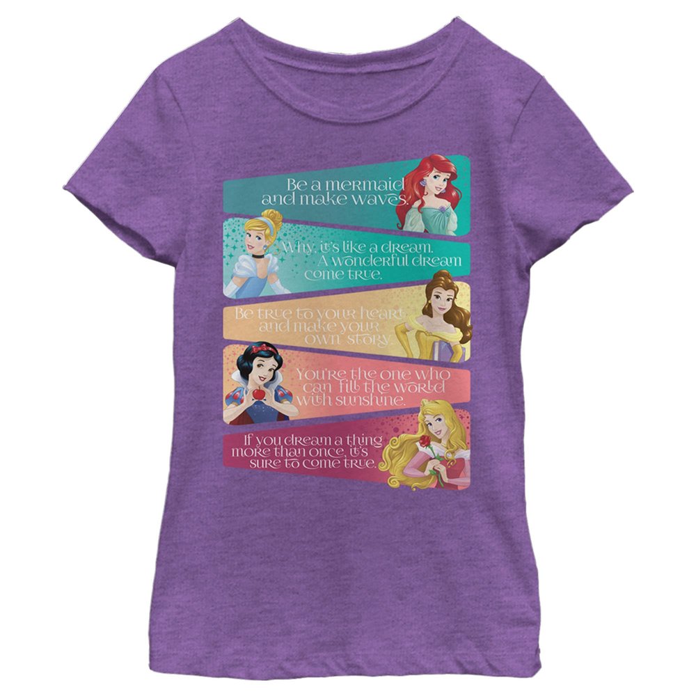 Disney Princess Princess Adjectives Girl's Heather Crew Tee Purple Berry