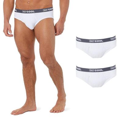 32 Degrees Mens 2-Pack Active Breathable Performance Nylon Air Mesh Brief, White, X-Large