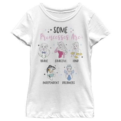 Disney Princess Some Princesses are Girl's Solid Crew Tee White