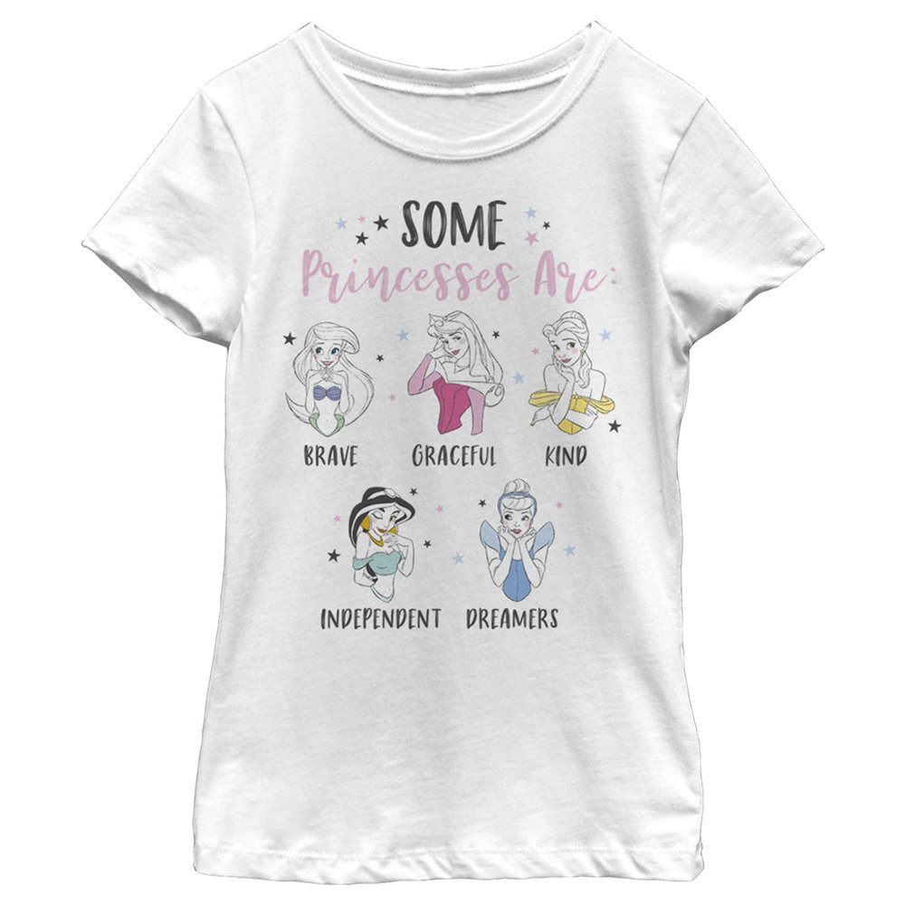 Disney Princess Some Princesses are Girl's Solid Crew Tee White