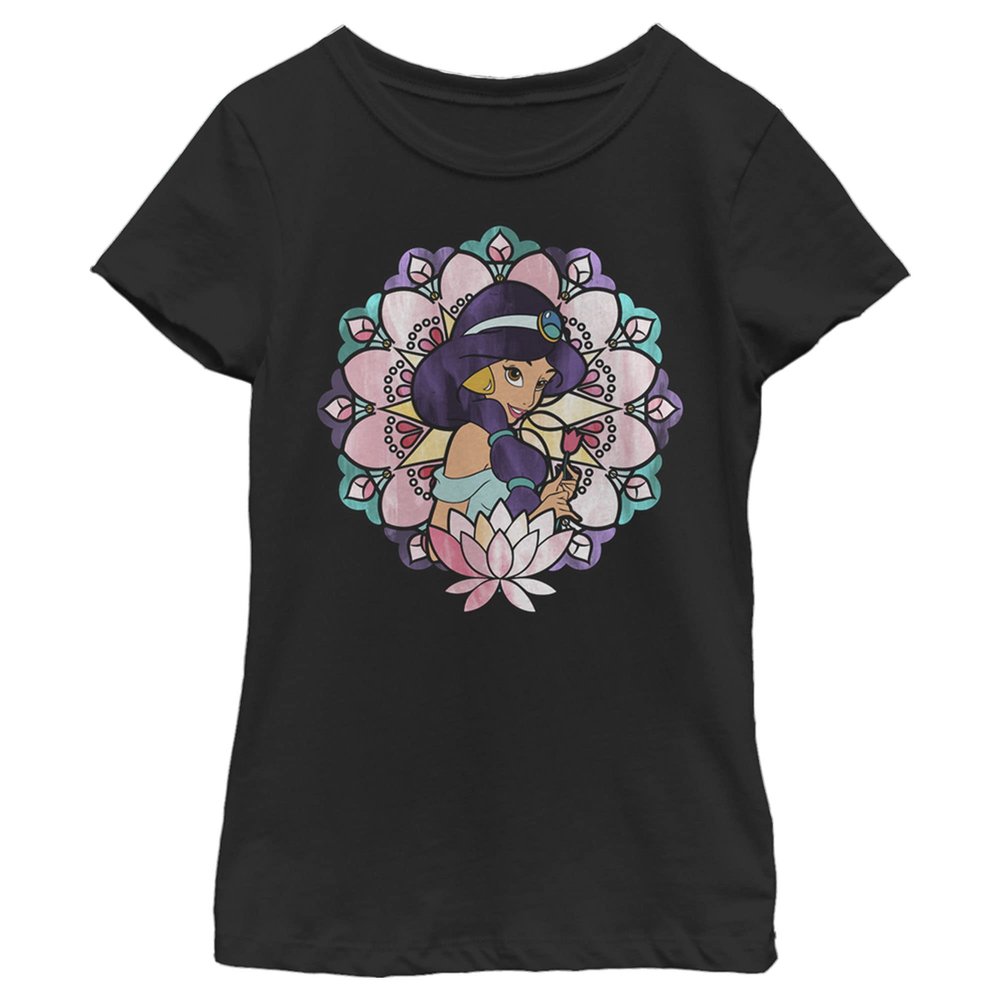 Disney Princess Glass Jasmine Girl's Solid Crew Tee