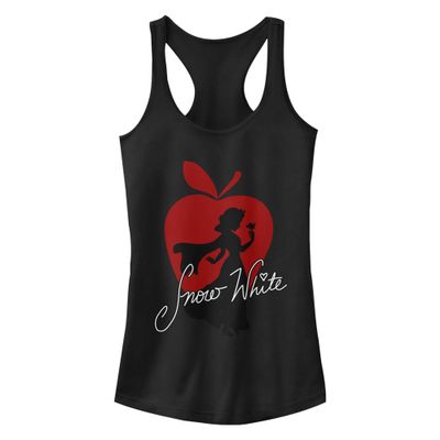 Disney Junior's Princess Snow White Silhouette Slim Fit, Scoop Hem Racerback Tank, Black, X-Small
