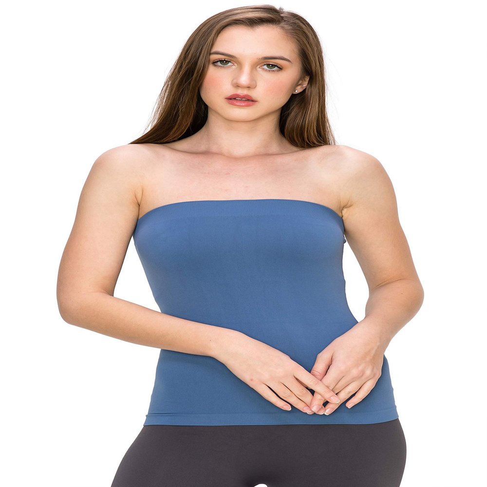 Kurve Medium Length Tube Top with Built-in Shelf Bra, UV Protective Fabric UPF 50+ (Made with Love in The USA), Bijou Blue, X-Large-XX-Large