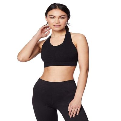 32 Degrees Cool Womens Racerback Comfort Yoga Lounge Bra with Removable Cups, Black, Small