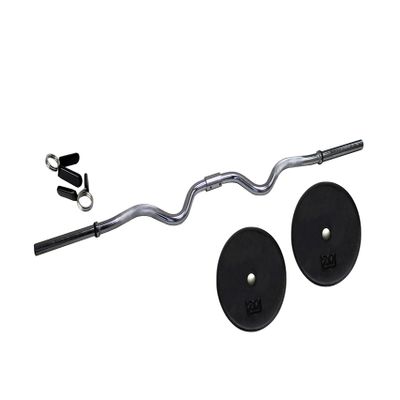 Ader 2-Piece Regular Super Curl Bar w/Collars & 20lb Black Plate Pair