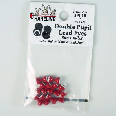 Hareline Double Pupil Lead Eyes (Red W/White & Black, Large)