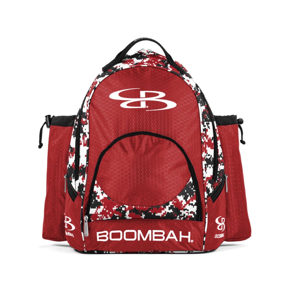 Boombah Tyro Baseball/Softball Bat Backpack - 20" x 15" x 10" - Camo Red/Black - Holds 2 Bats up to Barrel Size of 2-5/8"