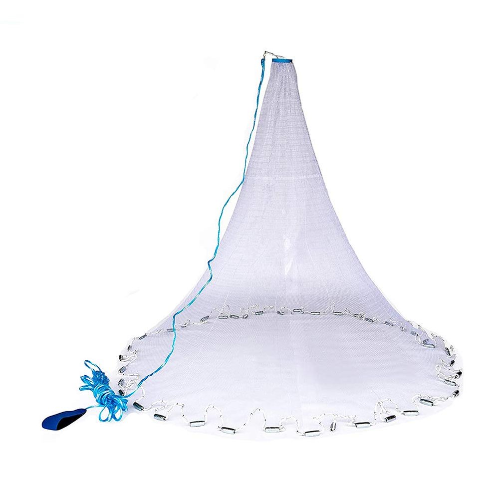 Lawaia Saltwater Fishing Cast Net for Bait Trap Fish Throw Net. Size 12FT(3.6M) Radius Monofilament Line Freshwater Casting Nets