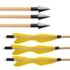 ZSHJGJR 6/12pcs Archery 31.5 Inch Traditional Wooden Arrows Turkey Feather Fletching Wooden Arrows Hunting Target Practice Arrows with Broadheads for Recurve Longbow (type2 Yellow, 12pcs) view 1