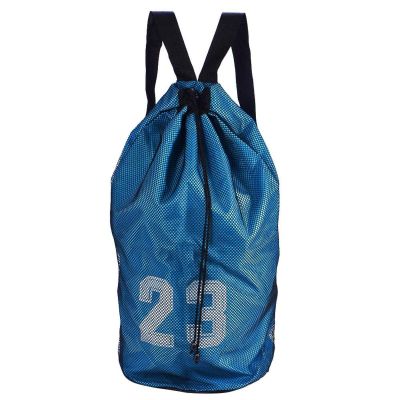 EVTSCAN Mesh Drawstring Backpack, Basketball Football Soccer Sports Training Exercising Mesh Backpack Shoulder Drawstring Bag (Blue)