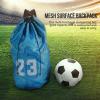 EVTSCAN Mesh Drawstring Backpack, Basketball Football Soccer Sports Training Exercising Mesh Backpack Shoulder Drawstring Bag (Blue) view 3