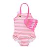 FEESHOW Baby Toddlers Girls Ruffle Flamingo Swan Halter One Pieces Swimsuit Swimwear Beachwear Bathing Suit with Cap Hot Pink 2-3 view 3