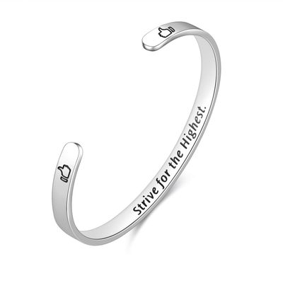 Enni of York Strive for the Highest.for Women Birthday Gifts for Her Silver Cuff Bangle American flag Bracelet