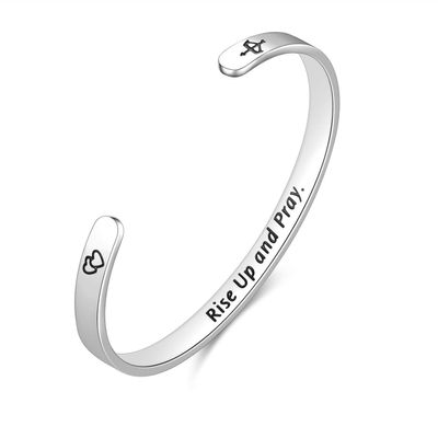 Enni of York Rise Up and Pray.for Women Birthday Gifts for Her Silver Cuff Bangle American flag Bracelet
