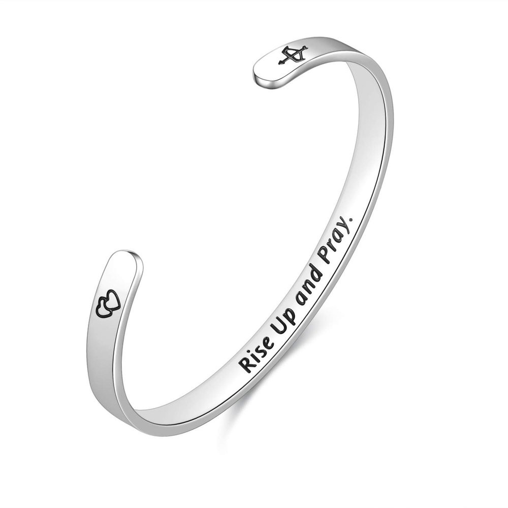 Enni of York Rise Up and Pray.for Women Birthday Gifts for Her Silver Cuff Bangle American flag Bracelet