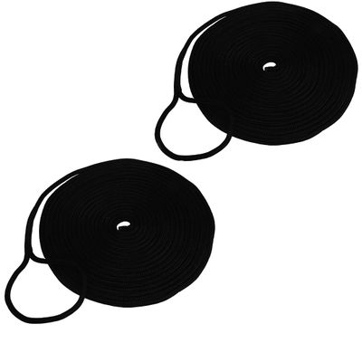 Amarine Made Pair of Double Braided Nylon Dock Lines 4840 lbs Breaking Strength (L:50 ft. D:1/2 inch Eyelet: 12 inch) 2 Pack of Marine Mooring Rope Boat Dock Lines Working Load Limit:968 lbs