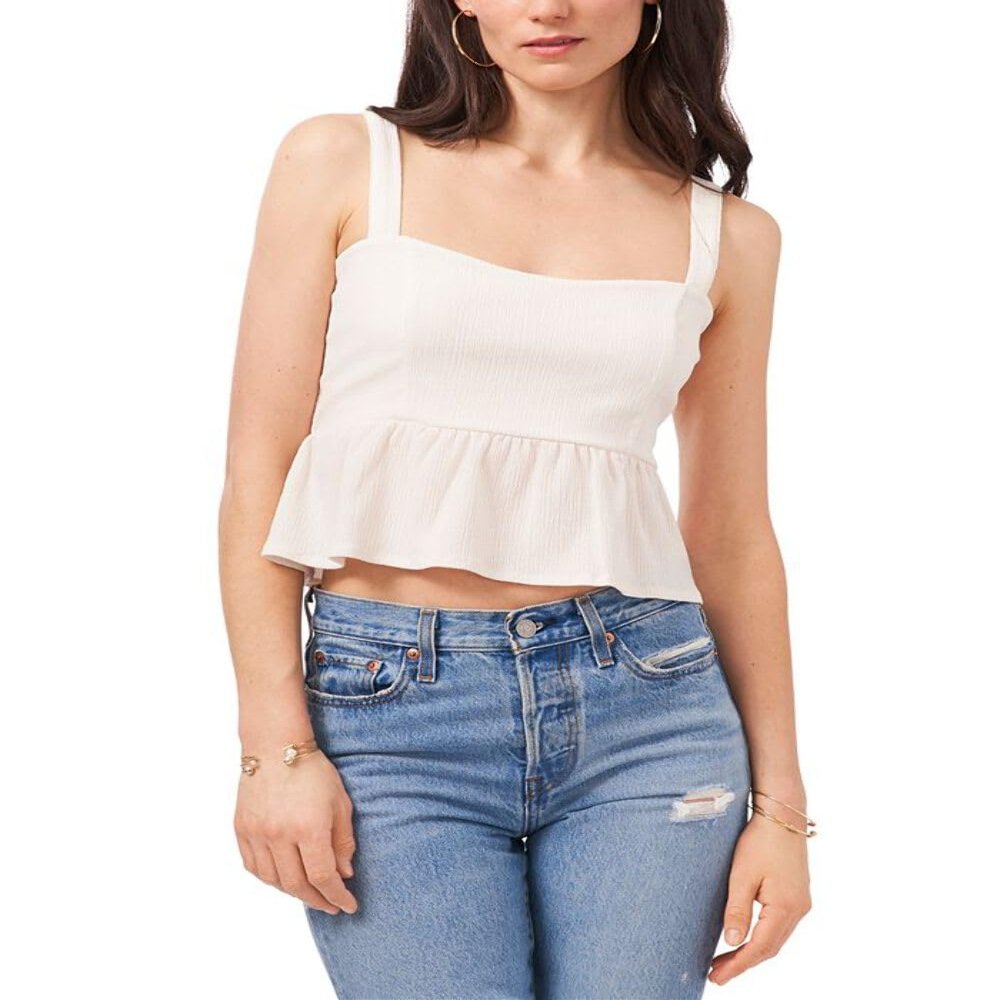 1.STATE Cropped Peplum Tank Soft Ecru XL