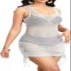 sexycherry Women's Sexy White Swimsuit Cover Ups Tank Sleeveless Mesh Beach Swimwear Dresses with Drawstrings(Medium) view 3