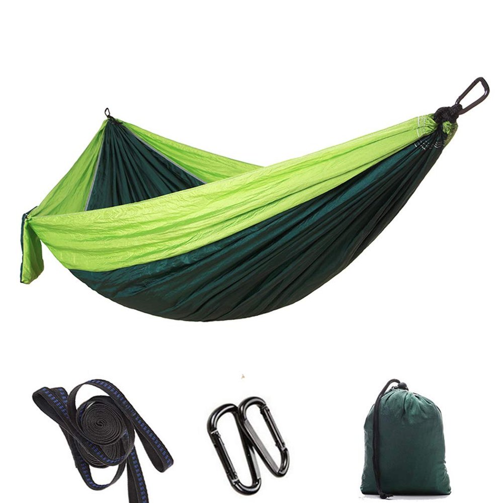 Portable Hammock Camping Double & Single with 2 Tree Straps, Lightweight Nylon Travel Hammocks for 450Lbs Capacity, for Outdoor Backpacking Backyard Hiking