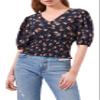 1.STATE Womens Smocked Faux Wrap Top Navy XS view 1