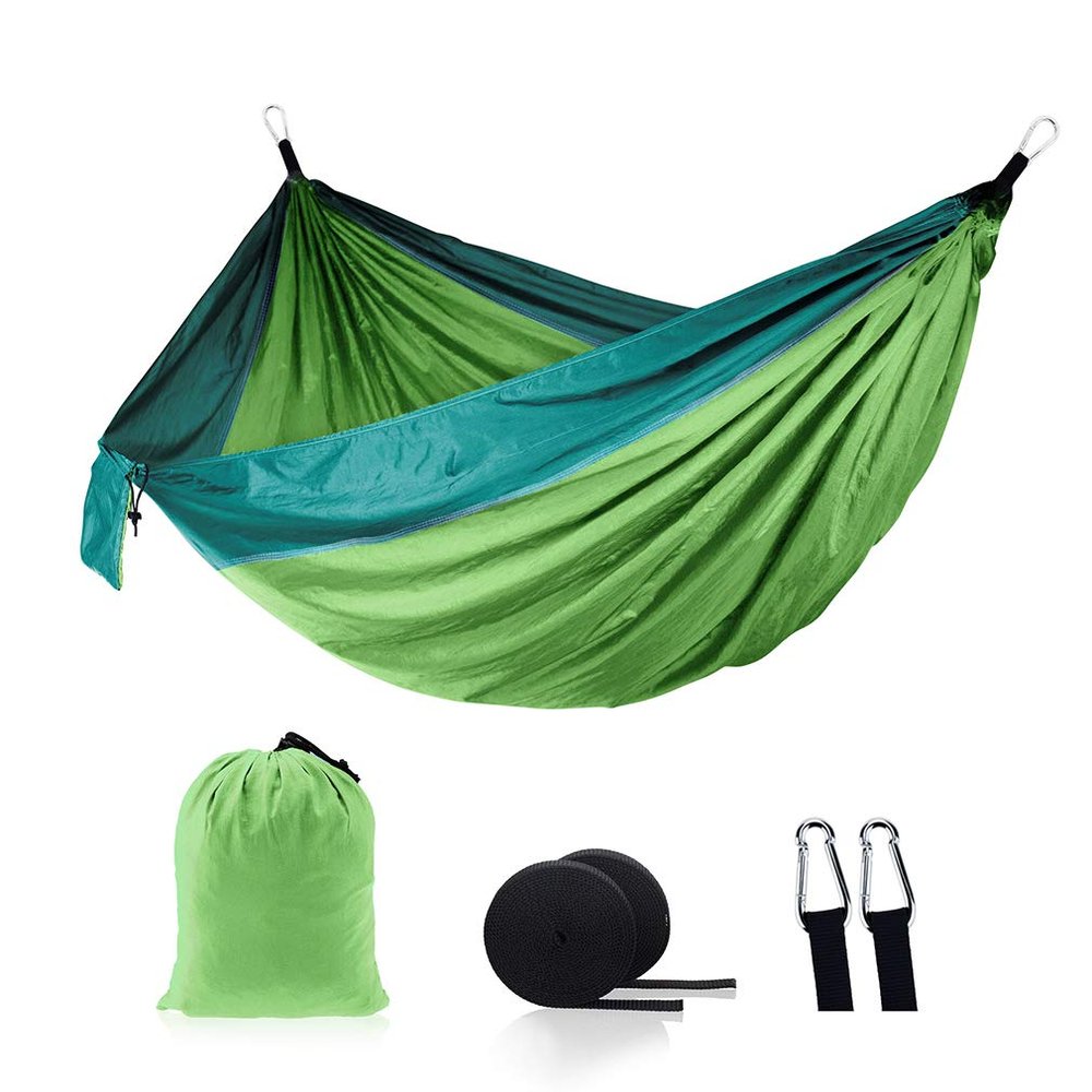 Camping Hammock - Travel Hammock with 2 Tree Straps, Double Hammock, Durable Nylon Parachute Portable Hammock for Outdoor Hiking Backpacking Yard