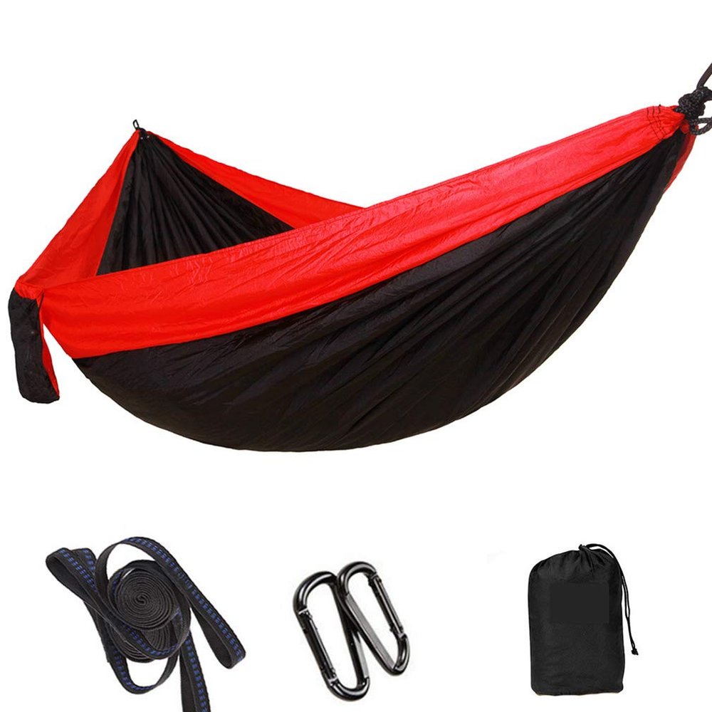Portable Hammock Camping Double & Single with 2 Tree Straps, Lightweight Nylon Travel Hammocks for 450Lbs Capacity, for Outdoor Backpacking Backyard Hiking