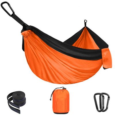 Camping Hammock Double & Single Portable Hammocks with 2 Tree Straps, Lightweight Nylon Parachute Hammocks Swing for Backpacking Travel Beach Backyard Hiking