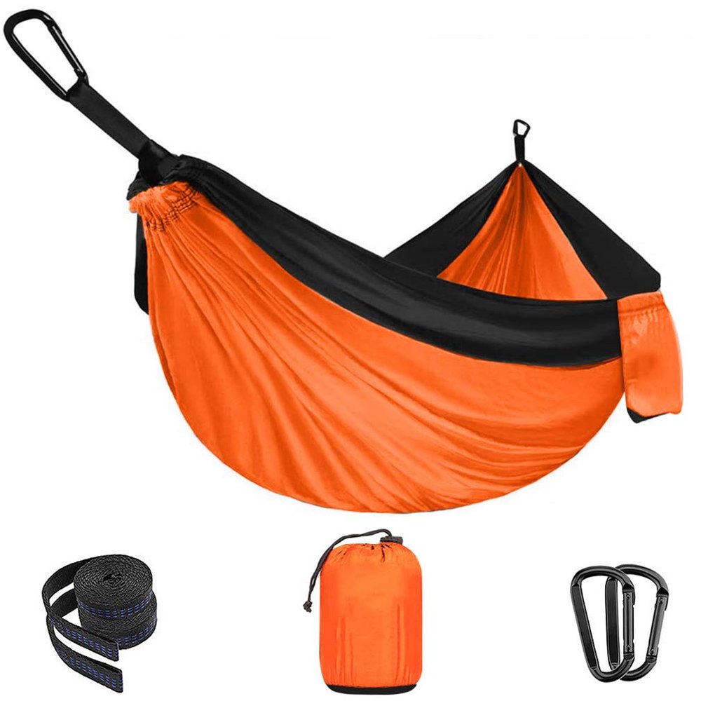 Camping Hammock Double & Single Portable Hammocks with 2 Tree Straps, Lightweight Nylon Parachute Hammocks Swing for Backpacking Travel Beach Backyard Hiking