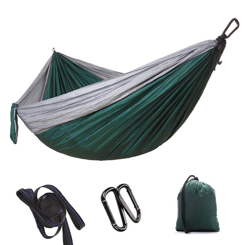 Portable Hammock Camping Double & Single with 2 Tree Straps, Lightweight Nylon Travel Hammocks for 450Lbs Capacity, for Outdoor Backpacking Backyard Hiking