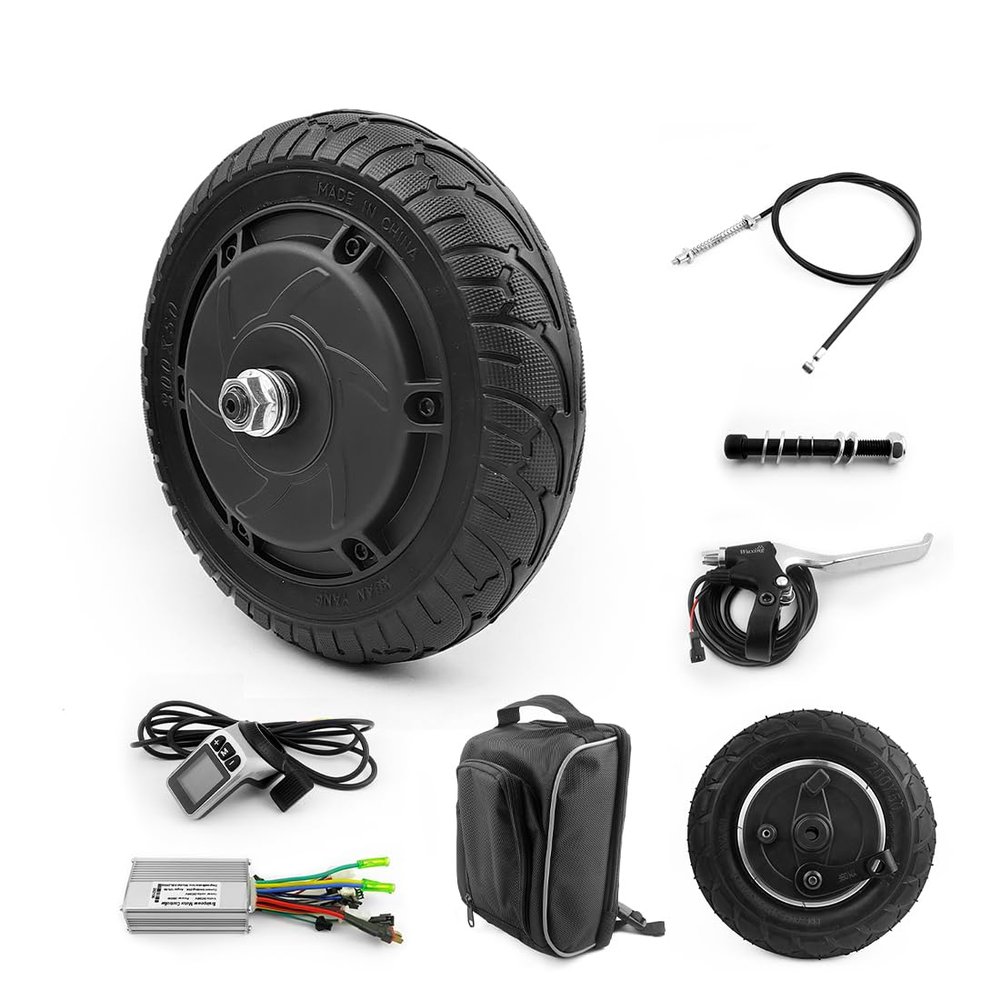 36V 350W 200x50 Brushless Hub Motor Wheel Kit For Two Wheel Kickscooter Thumb Throttle With LCD Display 8 Inch Drum Brake Wheel (36V 350W kit cable 120)