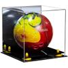 Better Display Cases Acrylic Bowling Ball Display Case with Mirror Case, Yellow Risers and Black Base (B33/A028) view 1
