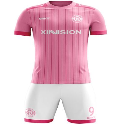 ORKY Custom Soccer Jersey with Short Men Youth Kids Football Uniform Full Kit(Pink 110cm)