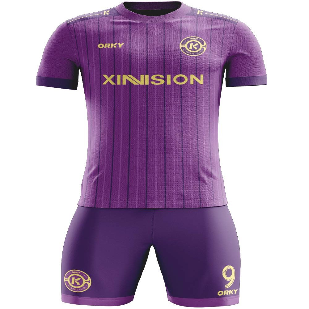 ORKY Custom Soccer Jersey with Short Men Youth Kids Football Uniform Full Kit(Purple 120cm)