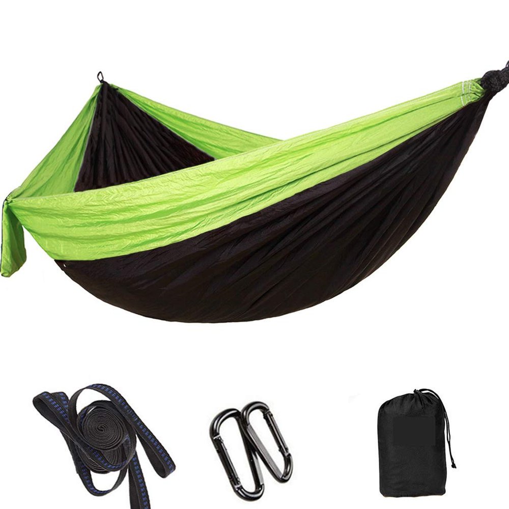 Portable Hammock Camping Double & Single with 2 Tree Straps, Lightweight Nylon Travel Hammocks for 450Lbs Capacity, for Outdoor Backpacking Backyard Hiking