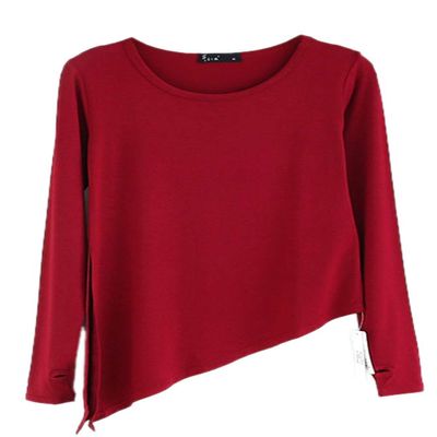 Angcoco Women's Slit Irregular Hem Latin Dance Top Salsa Dancing Dress Ballroom Dance Shirt
