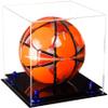 Better Display Cases Acrylic Display Case for Collectibles, Full Size Soccer Ball Display Case,Navy Blue Risers & Black Base, Handcrafted Showcase Box.DIM;9.75" L x 9.75" W x 9.75" H.(B02/A027) view 1
